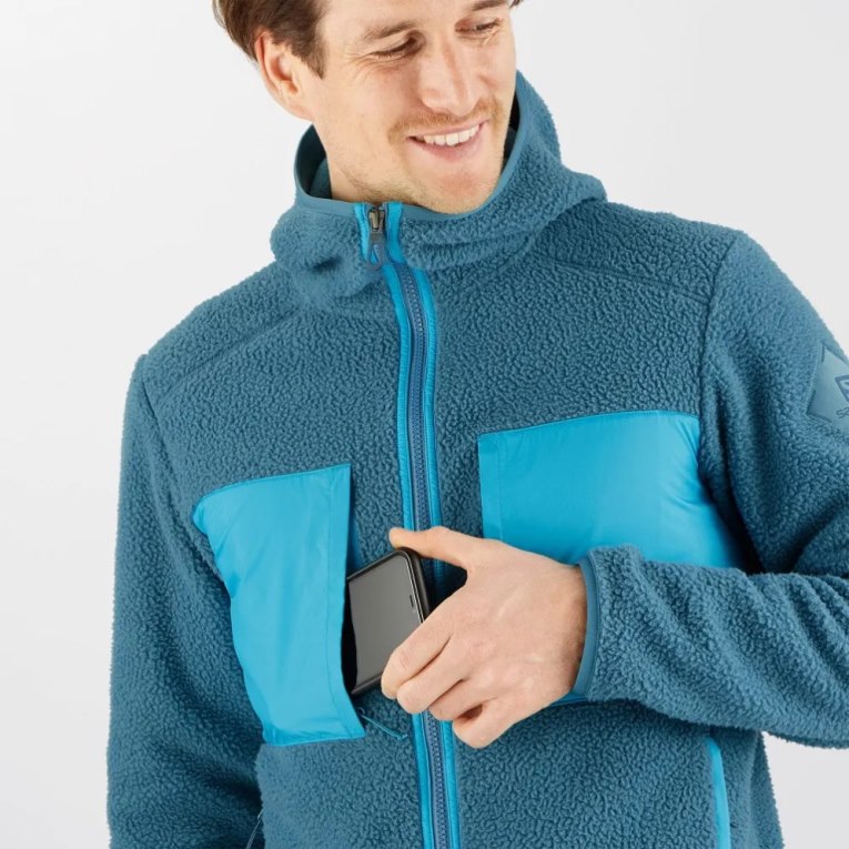 Turquoise Salomon Essential Warm Teddy Men's Jackets | PH 50367O